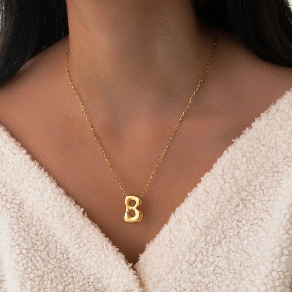 Bohomoon Stainless Steel Molten Initial Necklace