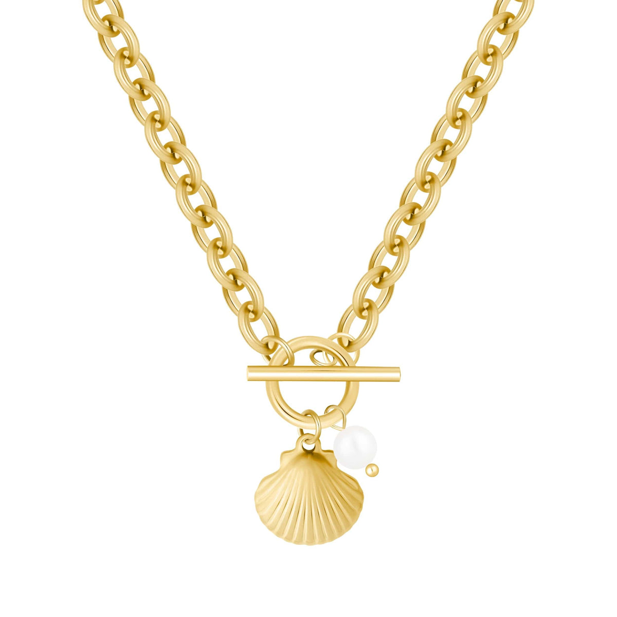 Bohomoon Stainless Steel Monaco Pearl TBar Necklace