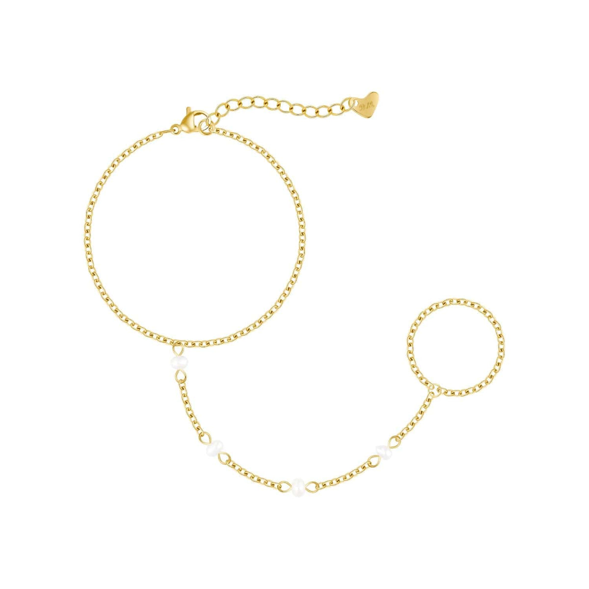 Bohomoon Stainless Steel Nico Pearl Hand Chain Bracelet