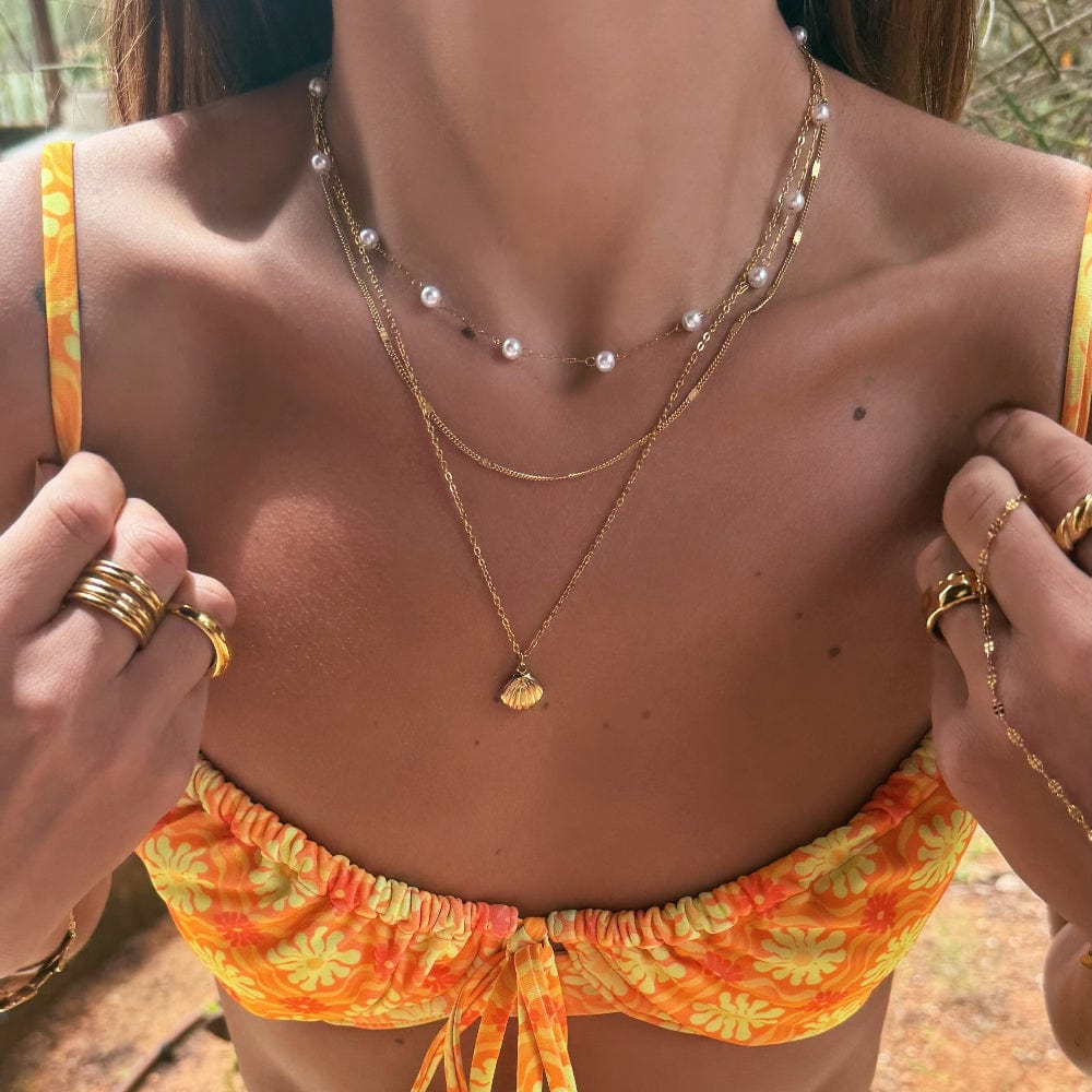 Bohomoon Stainless Steel Oasis Pearl Layered Necklace