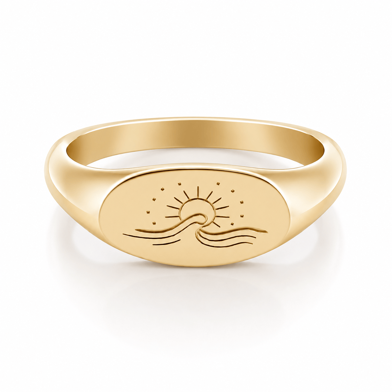 Bohomoon Stainless Steel Ocean Waves Signet Ring