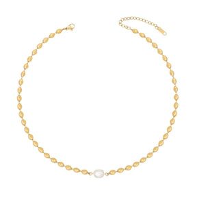 BohoMoon Stainless Steel Olivia Pearl Necklace Gold