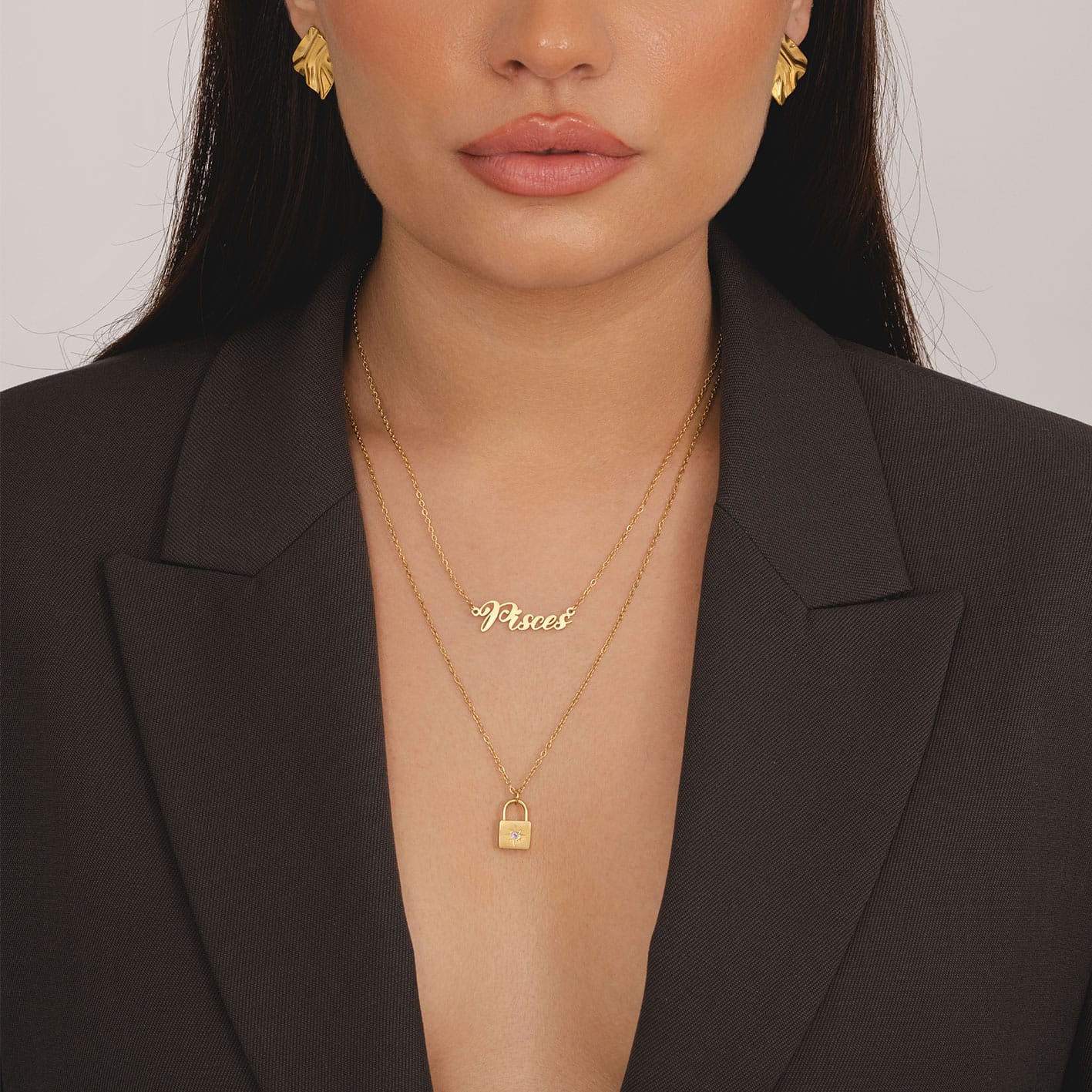 Bohomoon Stainless Steel Padlock Birthstone Necklace