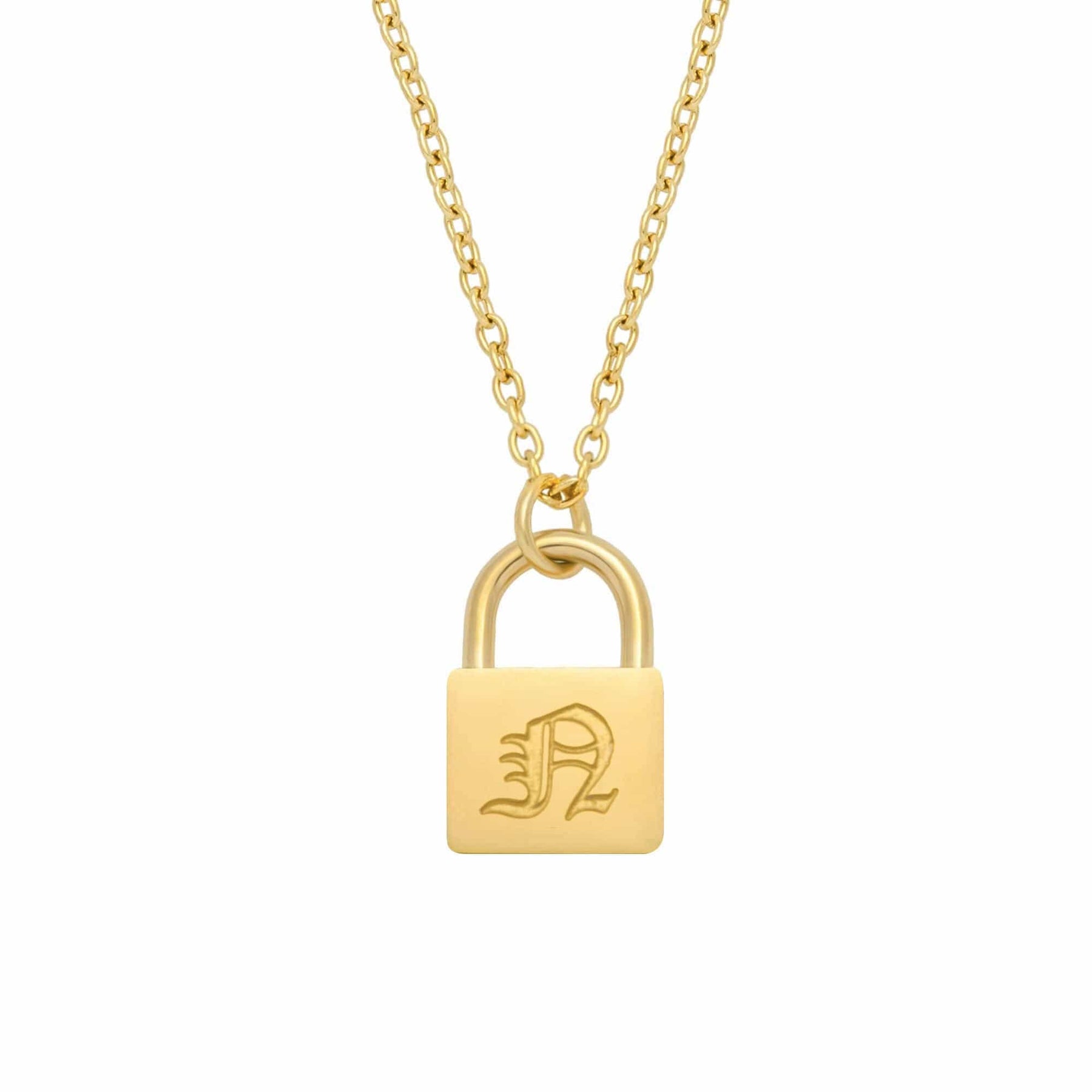 Bohomoon Stainless Steel Padlock Gothic Initial Necklace