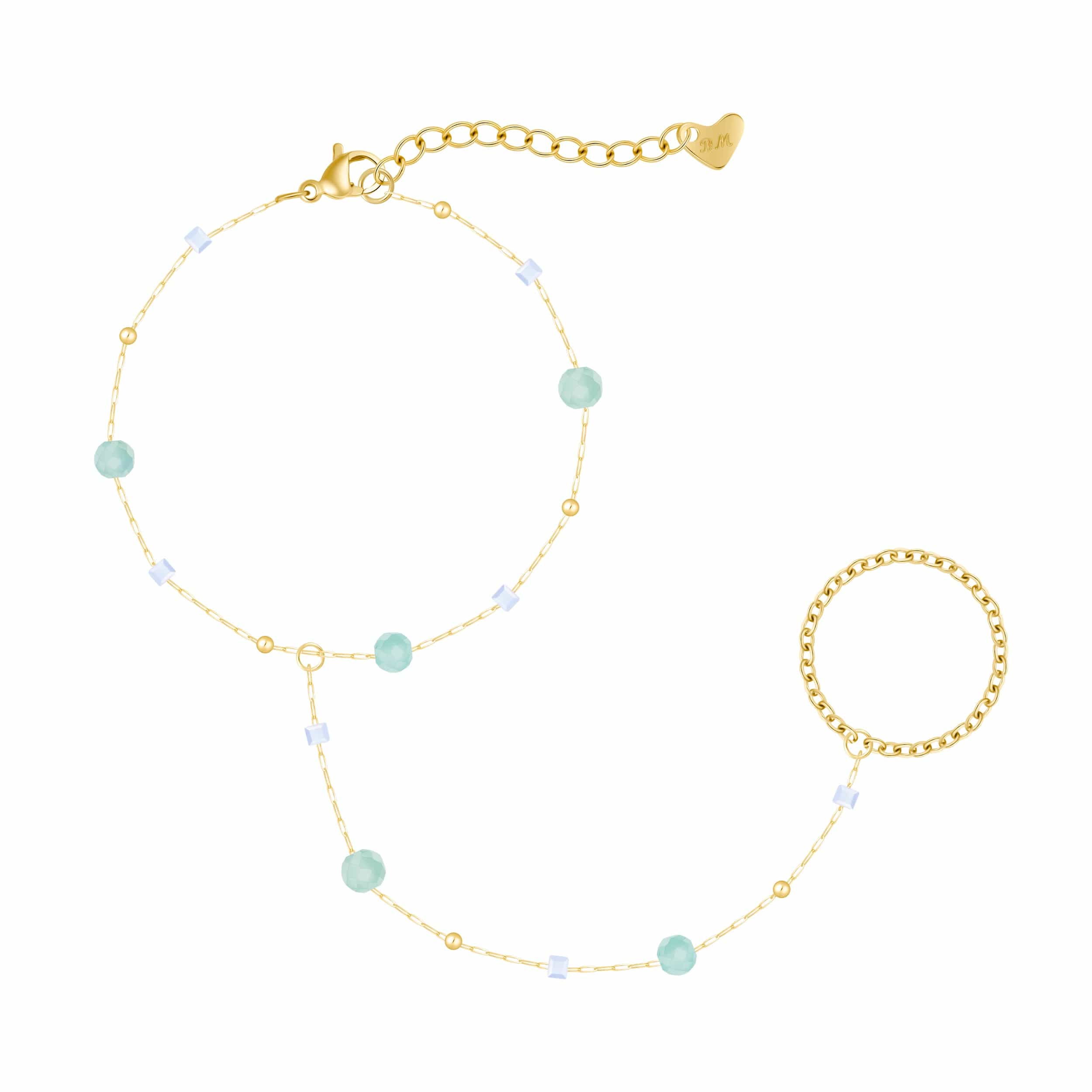 Bohomoon Stainless Steel Pastel Hand Chain Bracelet
