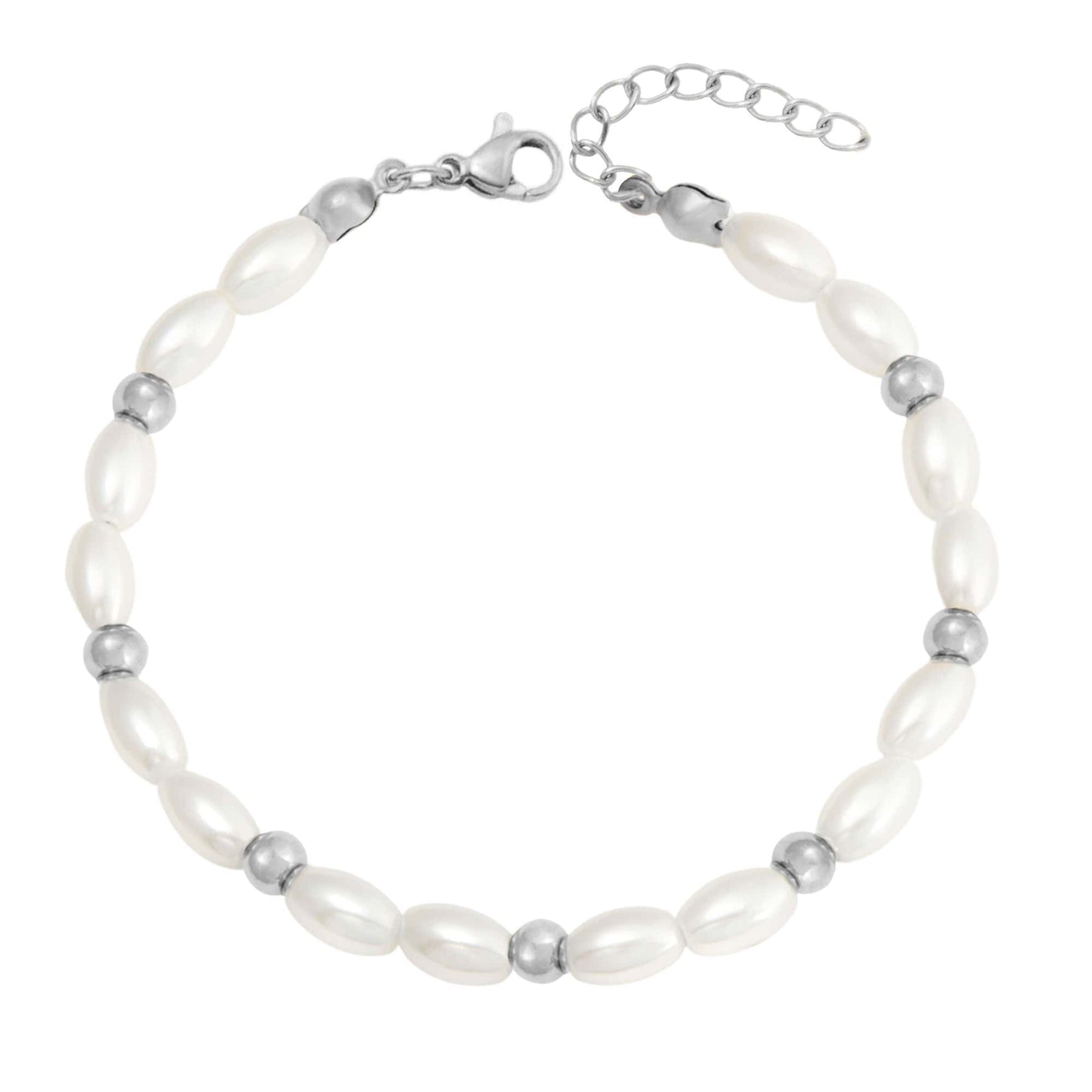 BohoMoon Stainless Steel Cabana Pearl Bracelet Silver