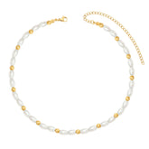 BohoMoon Stainless Steel Pina Colada Pearl Choker Gold