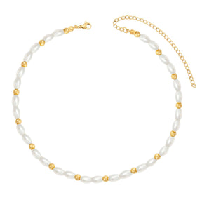 BohoMoon Stainless Steel Pina Colada Pearl Choker Gold