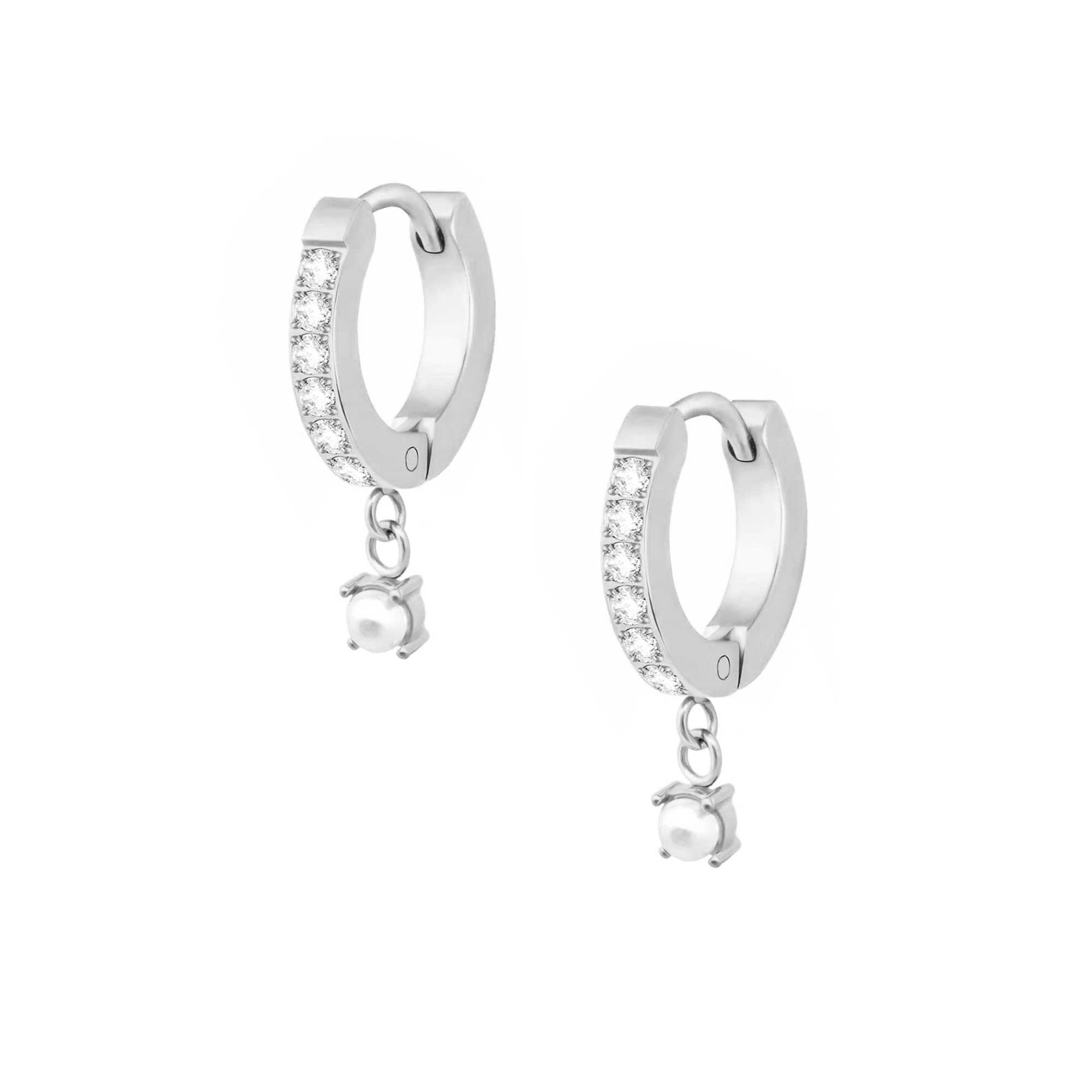 Bohomoon Stainless Steel Priscilla Pearl Hoop Earrings
