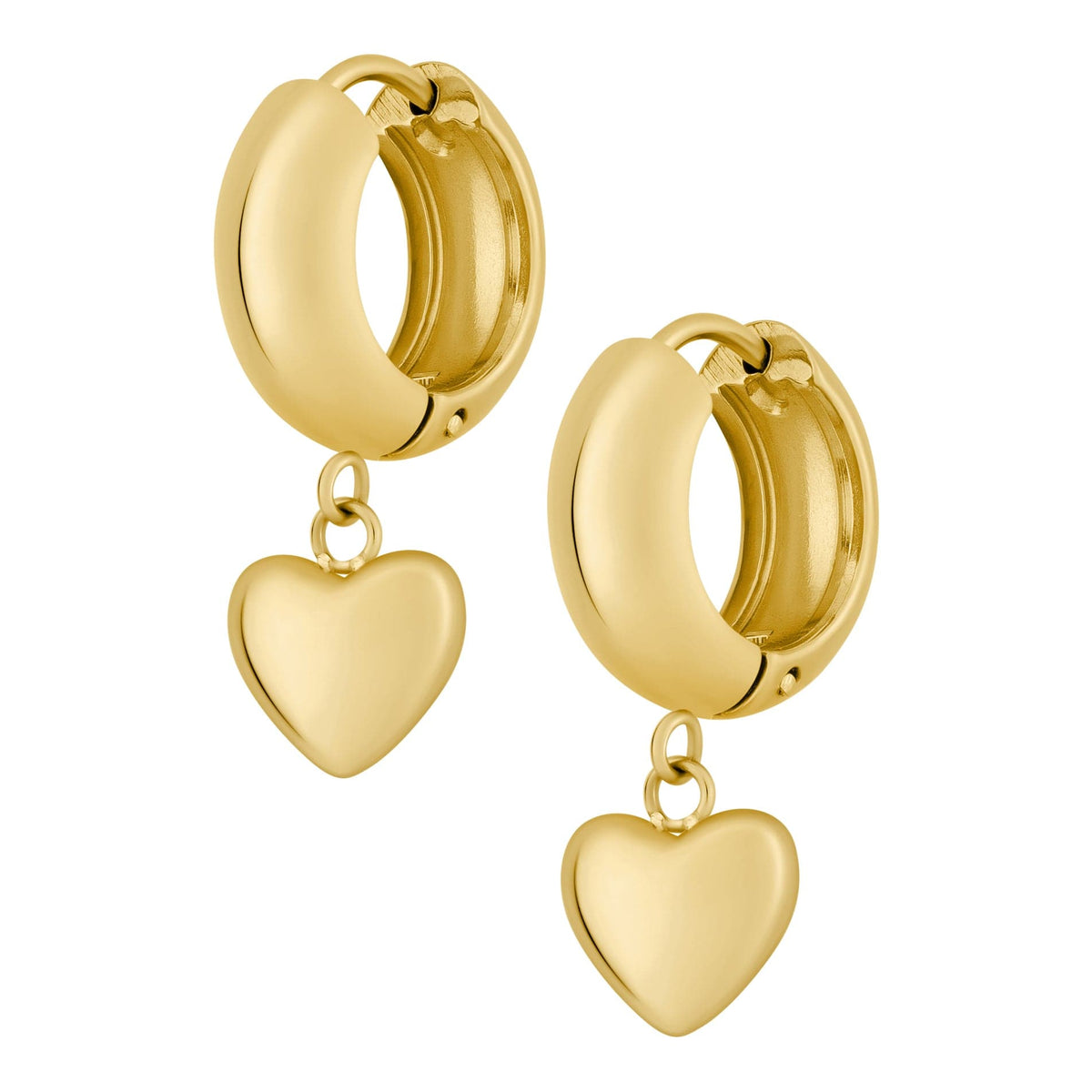 Bohomoon Stainless Steel Puffy Heart Hoop Earrings