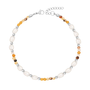 BohoMoon Stainless Steel Pumpkin Agate Anklet