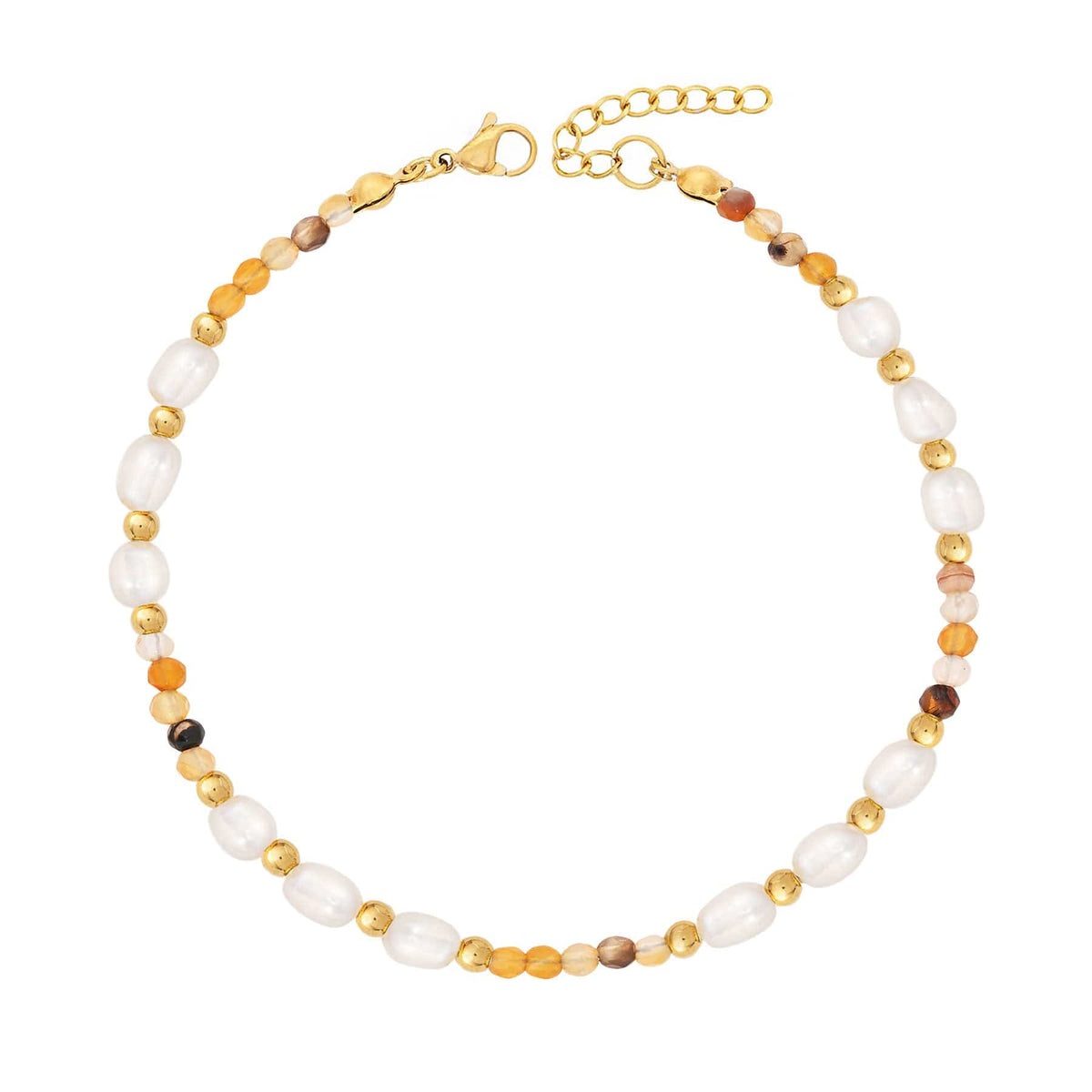 BohoMoon Stainless Steel Pumpkin Agate Anklet