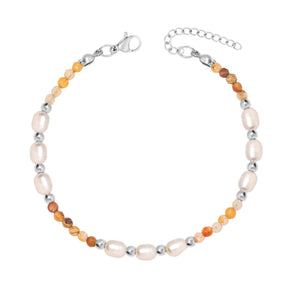 BohoMoon Stainless Steel Pumpkin Agate Bracelet Silver