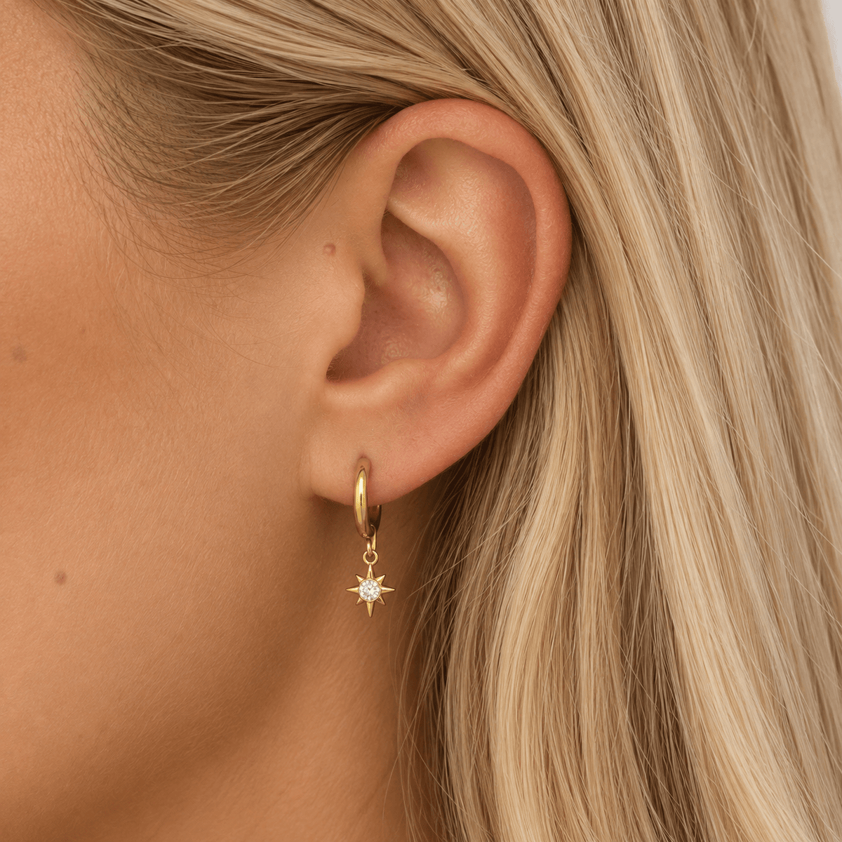 Bohomoon Stainless Steel Radiance Star Hoop Earrings