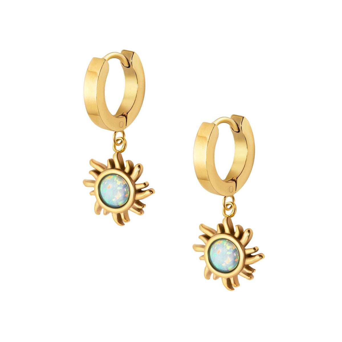 BohoMoon Stainless Steel Rae Opal Hoop Earrings Gold