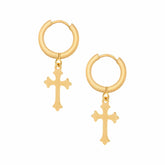 BohoMoon Stainless Steel Rain Cross Hoop Earrings Gold