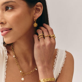 Bohomoon Stainless Steel Ray Of Sunshine Hoop Earrings