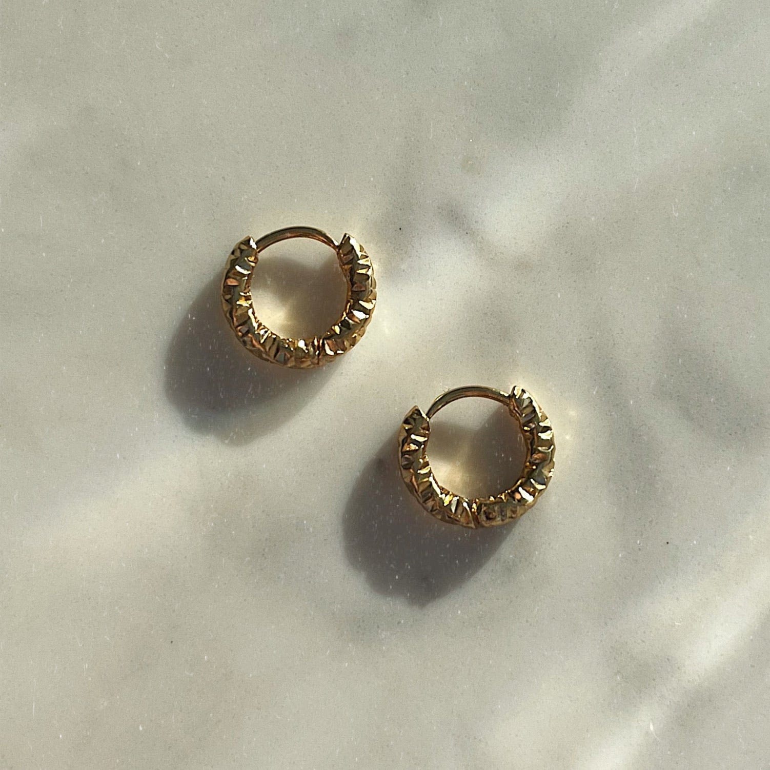 BohoMoon Stainless Steel Ripple Hoop Earrings Gold