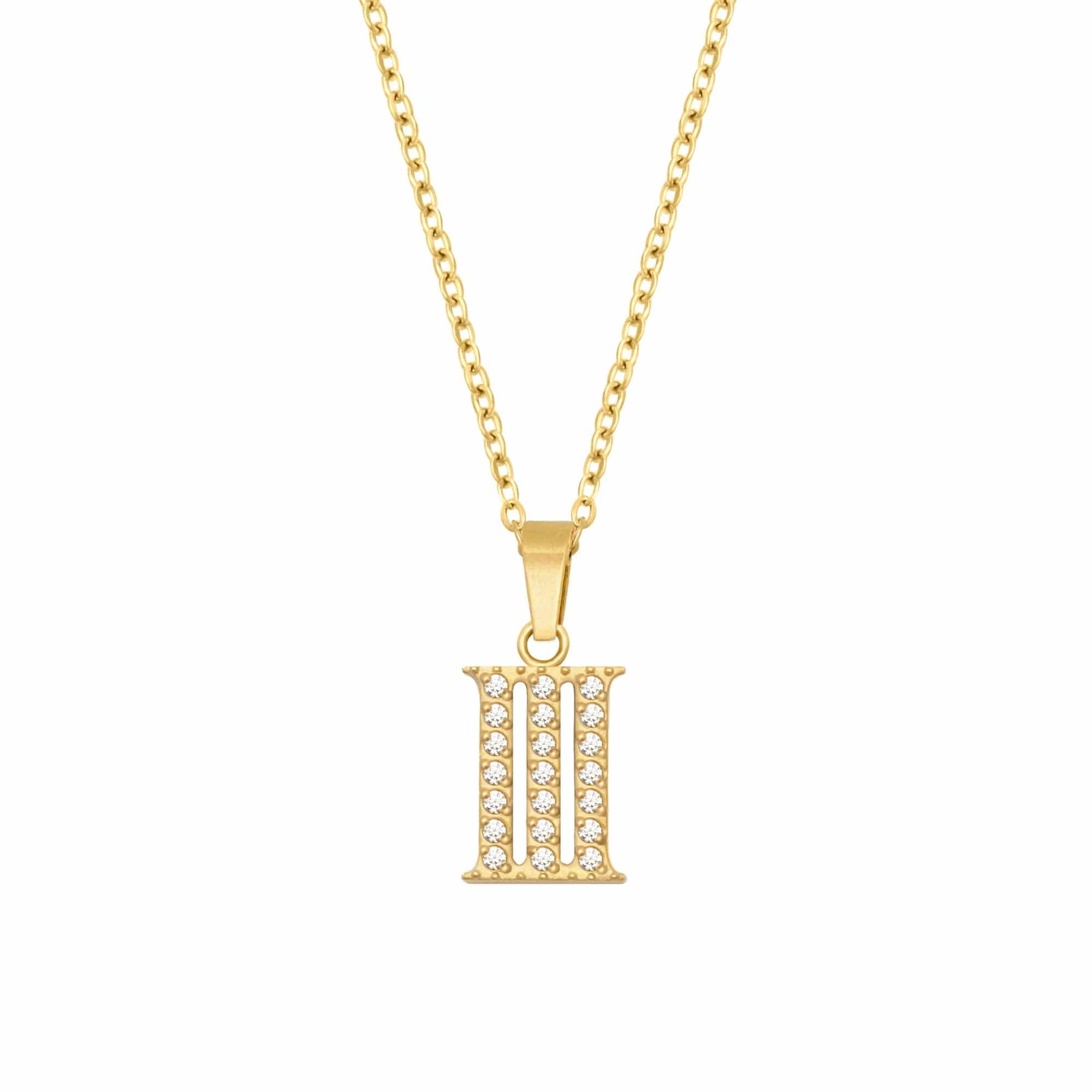 BohoMoon Stainless Steel Roman Numerals Necklace Gold / III