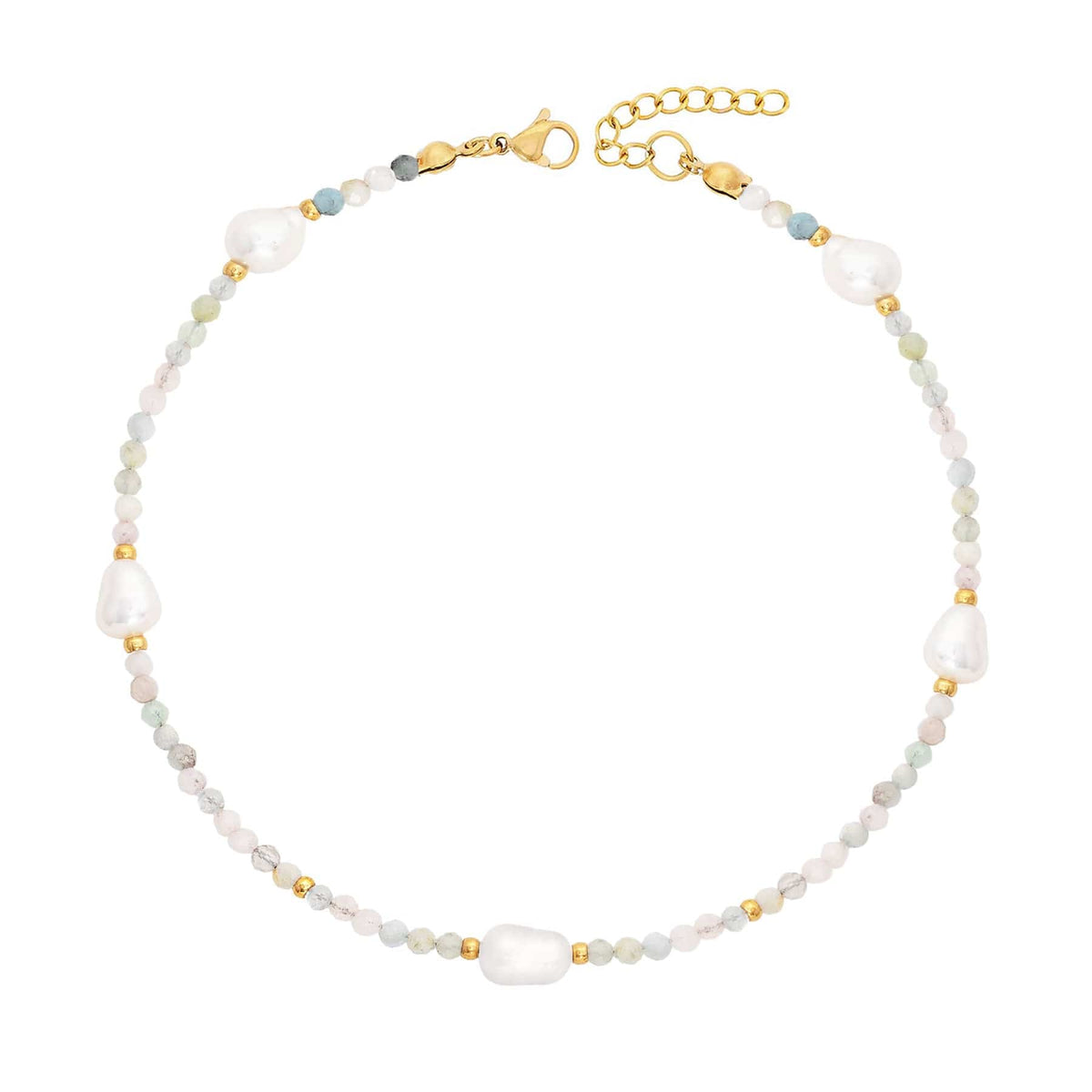 BohoMoon Stainless Steel Rosie Pearl Anklet Gold