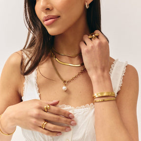 Bohomoon Stainless Steel Saffron Pearl Necklace