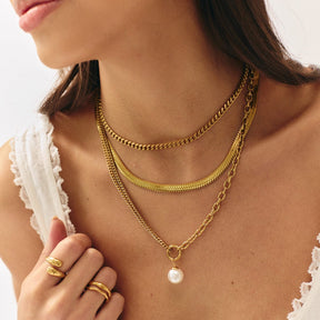 Bohomoon Stainless Steel Saffron Pearl Necklace