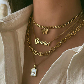 BohoMoon Stainless Steel Script Zodiac Choker Necklace