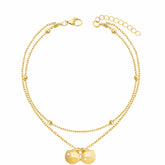 BohoMoon Stainless Steel Seashell Double Anklet Gold