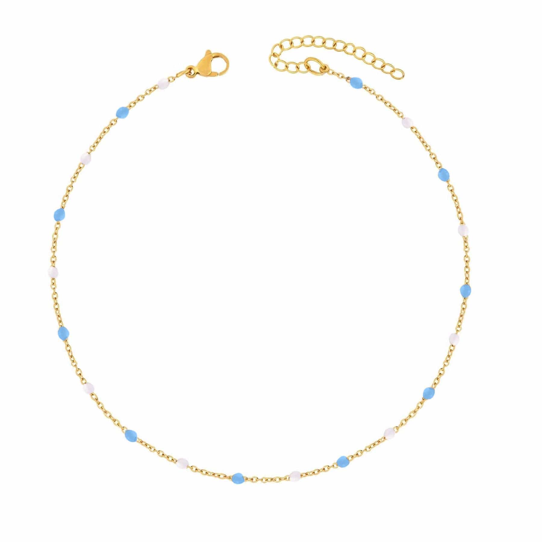 BohoMoon Stainless Steel Soda Anklet Gold / Blue