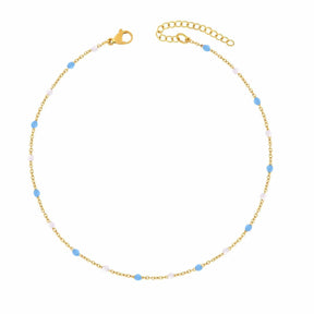 BohoMoon Stainless Steel Soda Anklet Gold / Blue