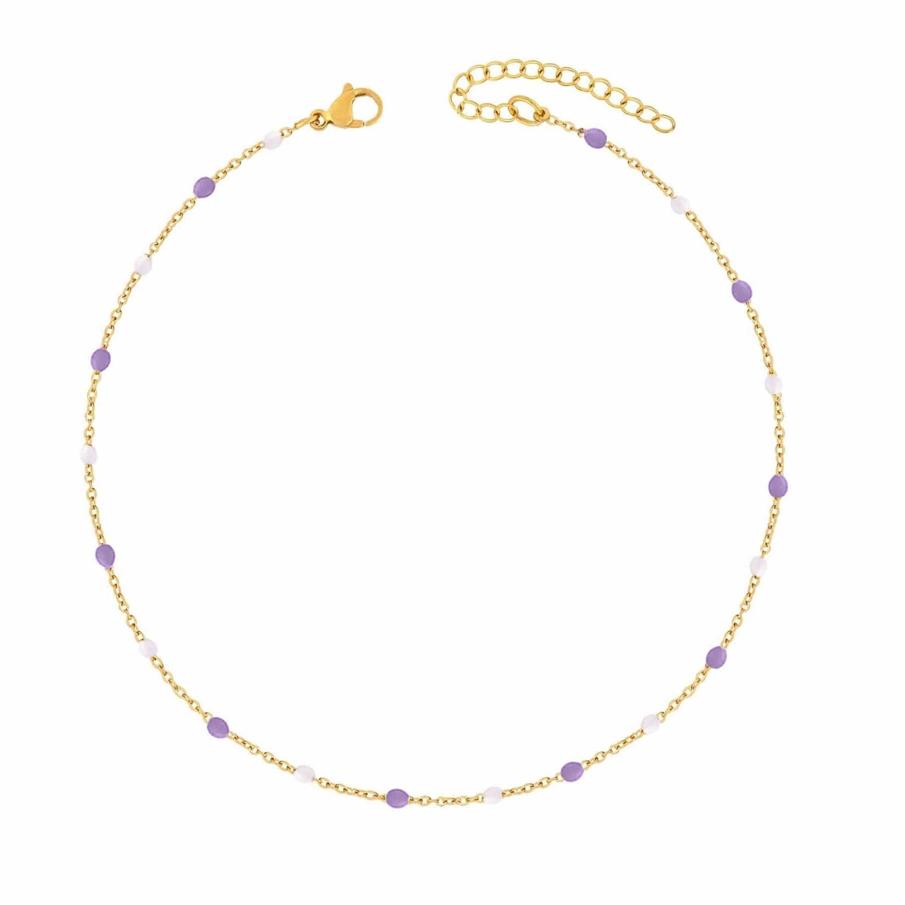 BohoMoon Stainless Steel Soda Anklet Gold / Purple