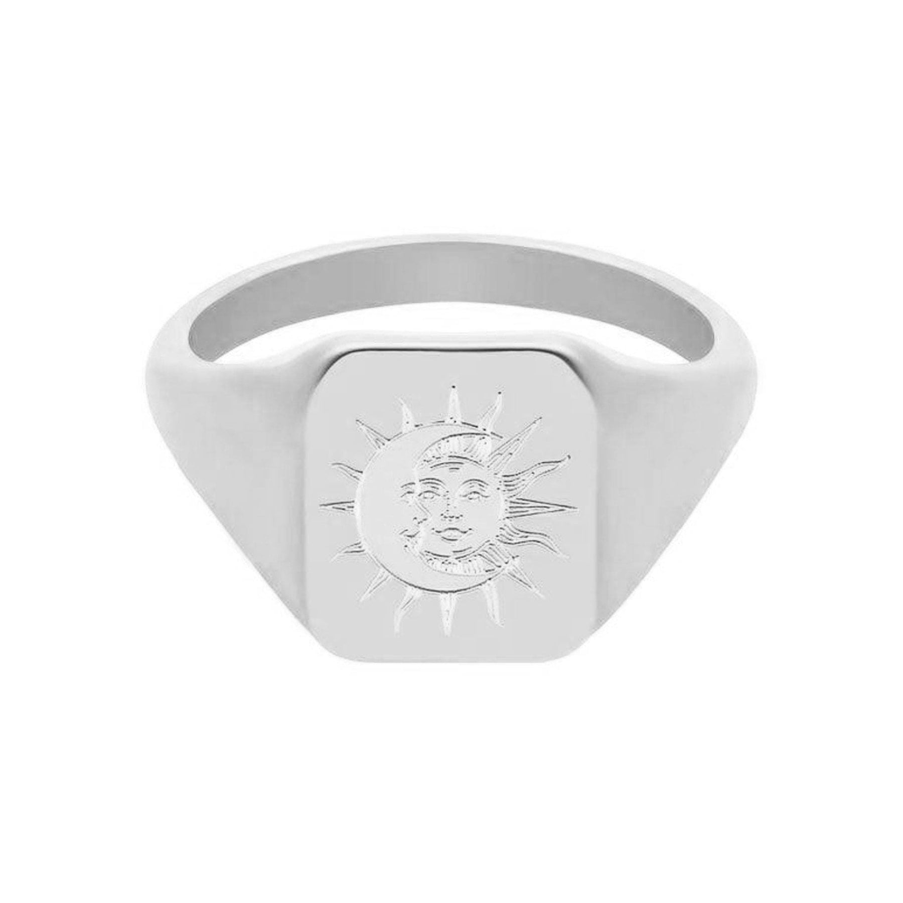 BohoMoon Stainless Steel Solar System Signet Ring Silver / US 4 / UK H / EUR 46 / (xxsmall)