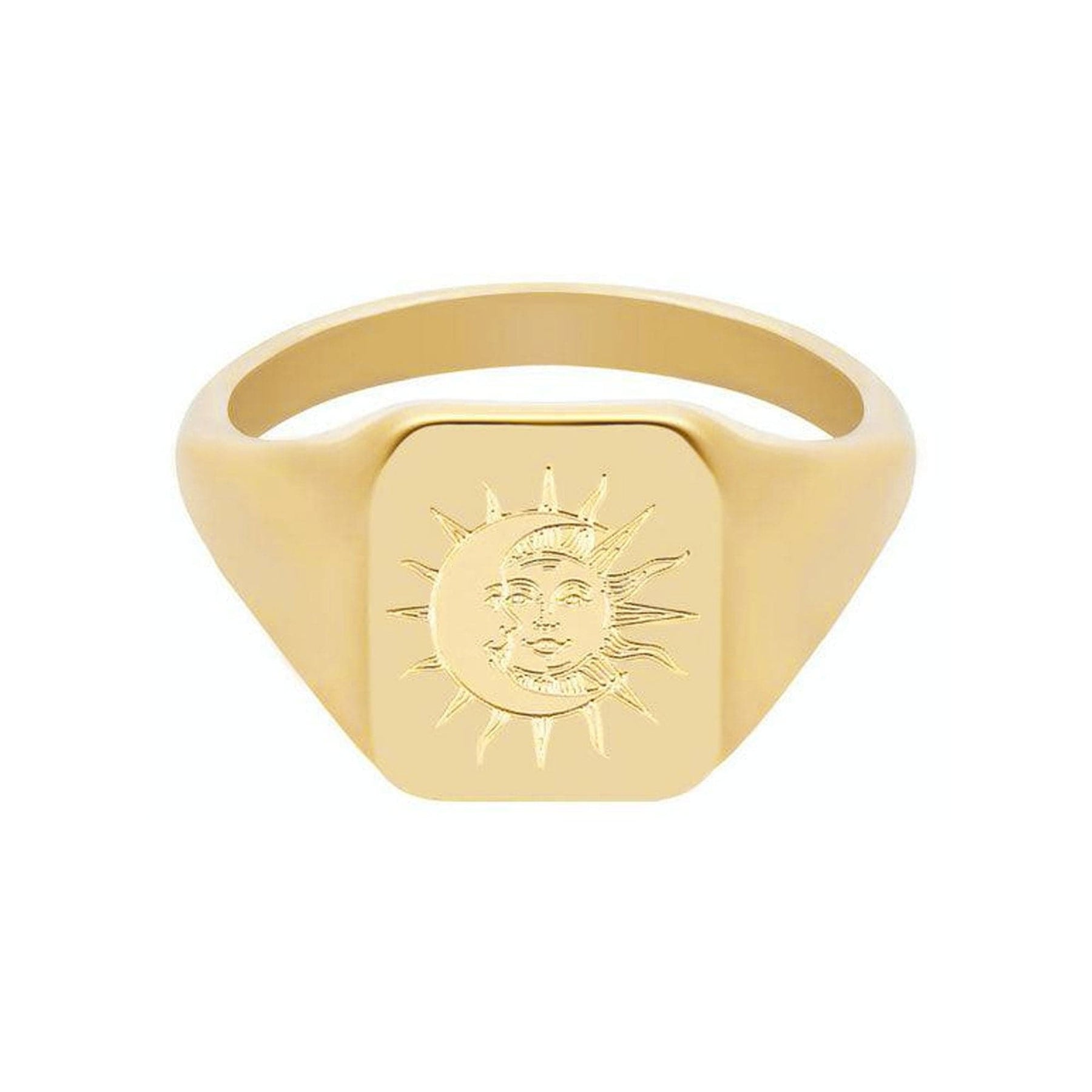 BohoMoon Stainless Steel Solar System Signet Ring Gold / US 4 / UK H / EUR 46 / (xxsmall)