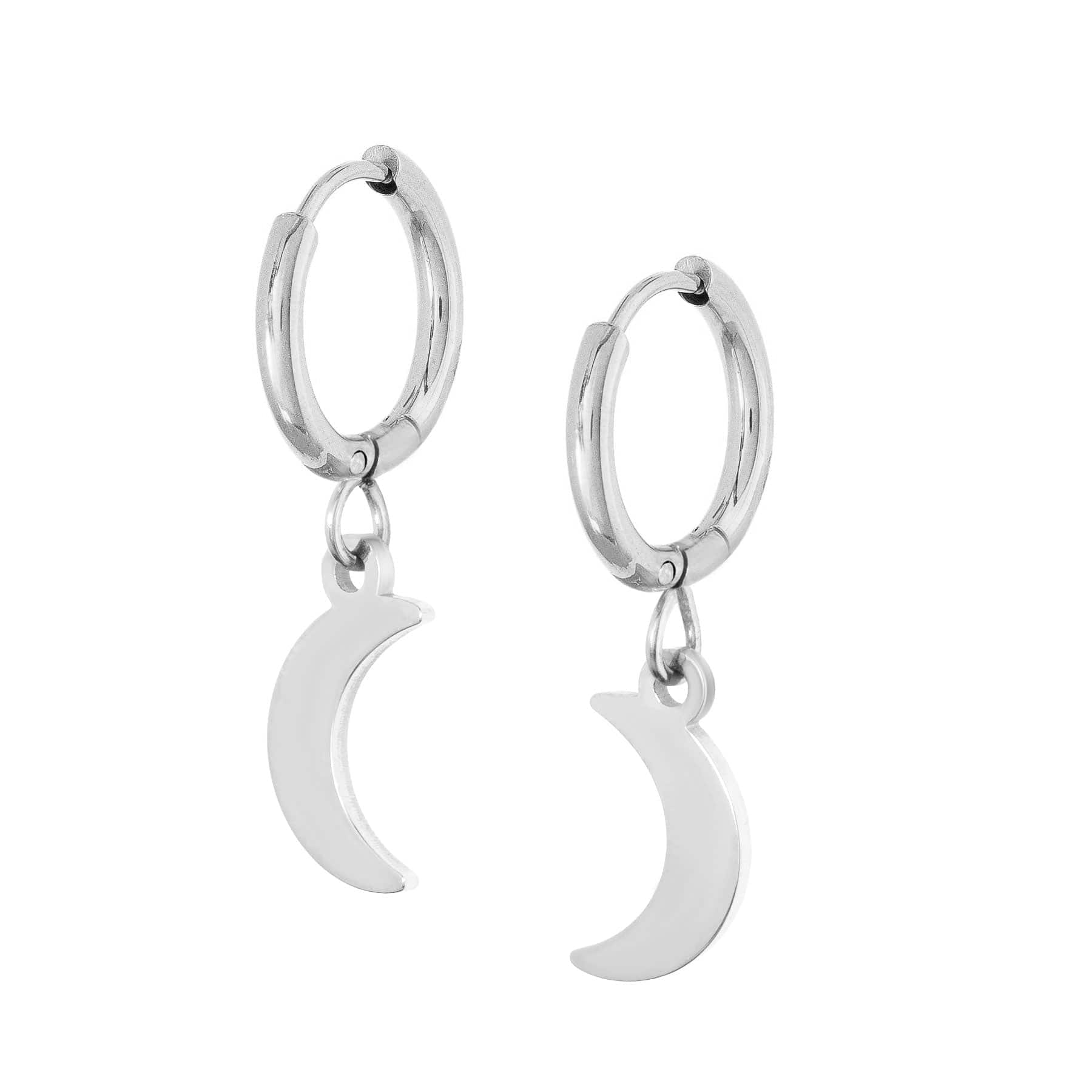 BohoMoon Stainless Steel Spirit Hoop Earrings Silver