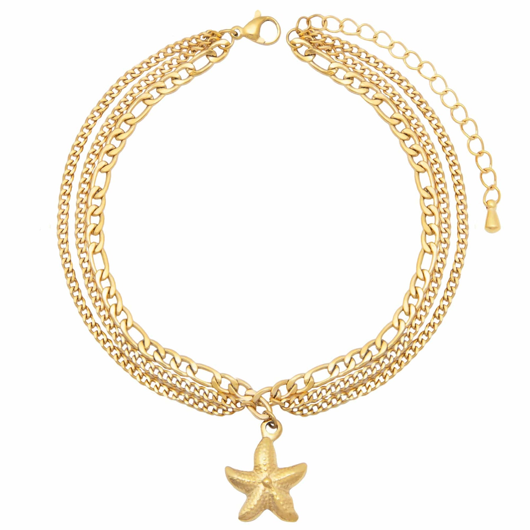 Bohomoon Stainless Steel Starfish Triple Anklet