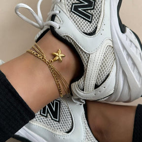 Bohomoon Stainless Steel Starfish Triple Anklet