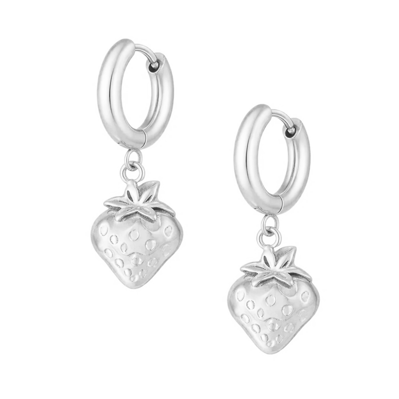 Bohomoon Stainless Steel Strawberry Hoop Earrings