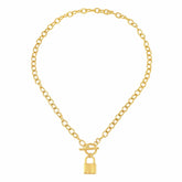 BohoMoon Stainless Steel Suki Lock Tbar Necklace Gold