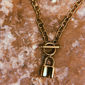 BohoMoon Stainless Steel Suki Lock Tbar Necklace