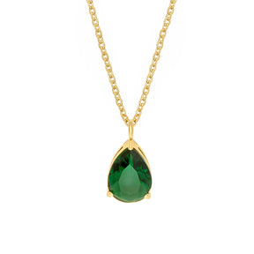 BohoMoon Stainless Steel Teardrop Necklace Gold / Green