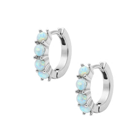 BohoMoon Stainless Steel Tia Opal Hoop Earrings Silver