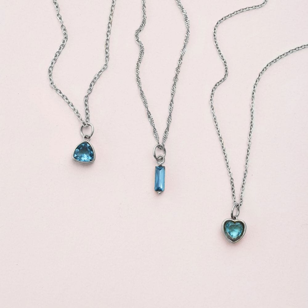 Bohomoon Stainless Steel Trio Birthstone Necklace