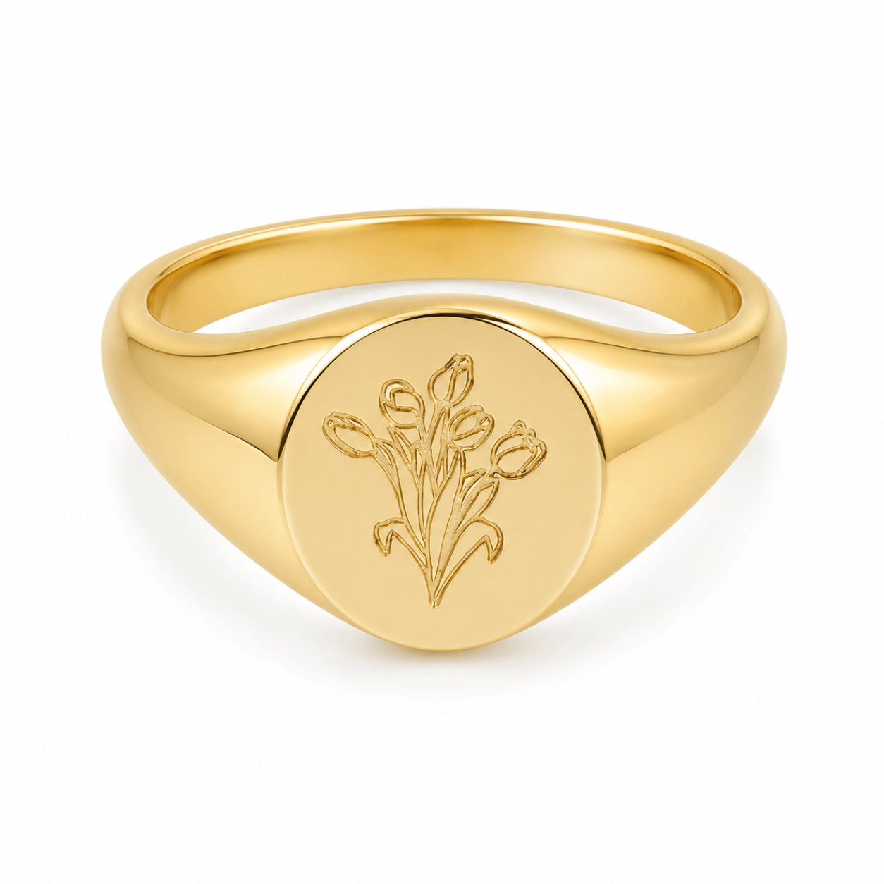 Bohomoon Stainless Steel Tulips Signet Ring