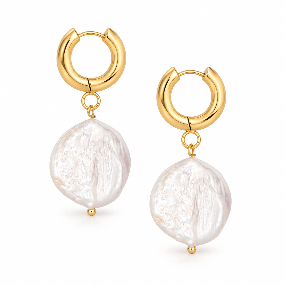 Bohomoon Stainless Steel Tulum Pearl Hoop Earrings