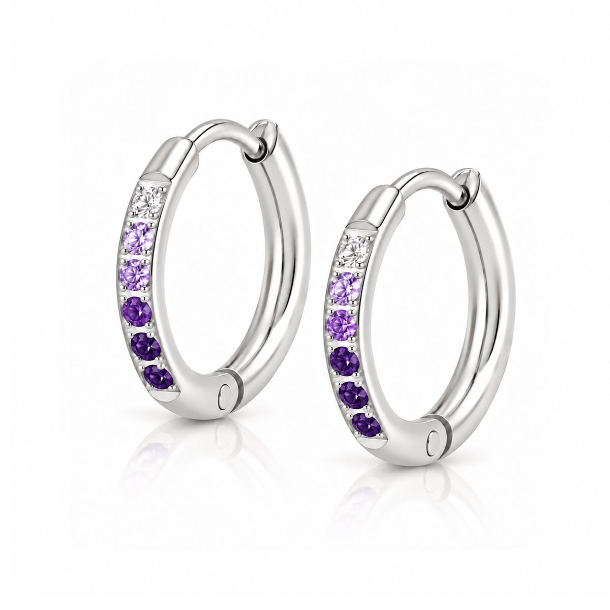 Bohomoon Stainless Steel Violet Hoop Earrings