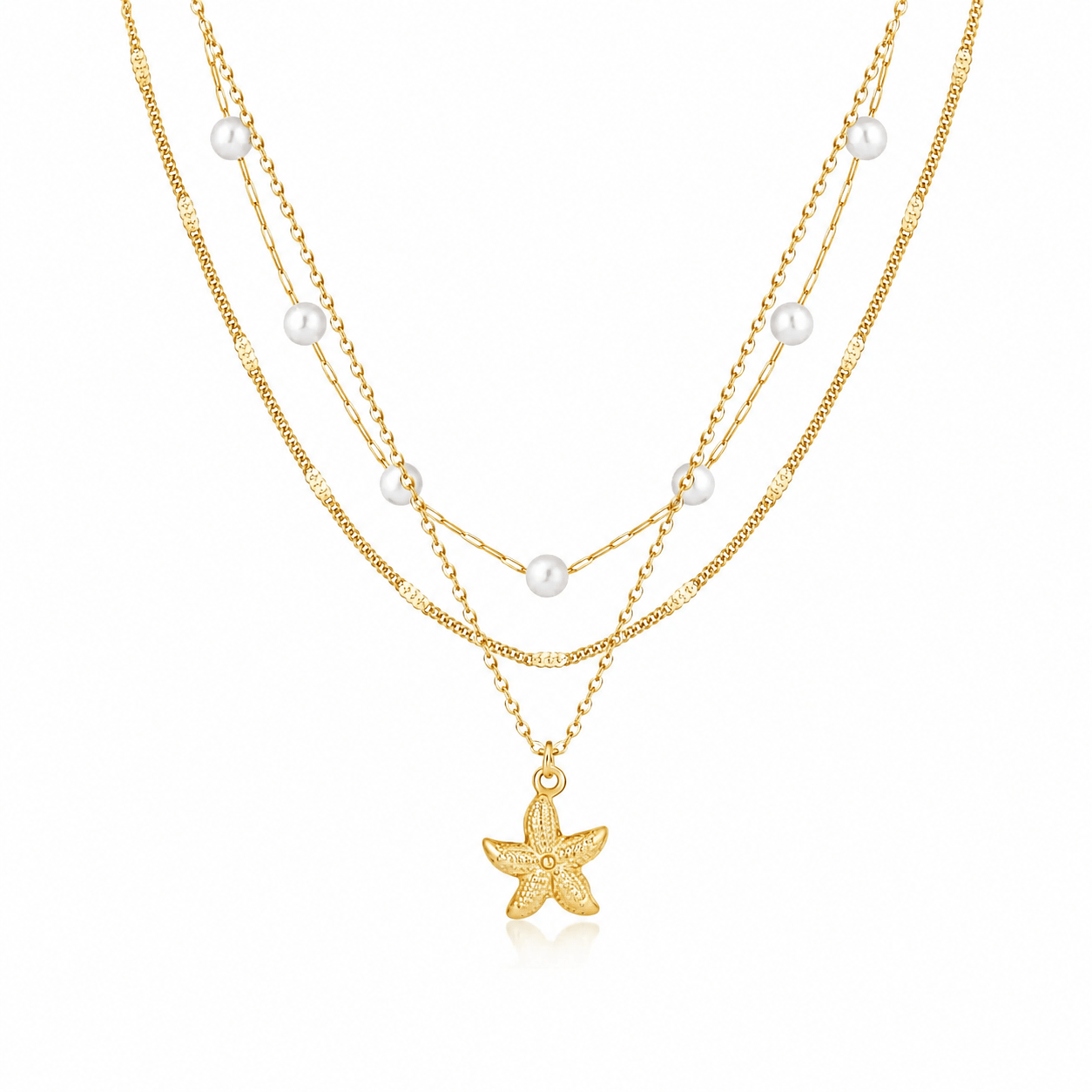 Bohomoon Stainless Steel Youth Pearl Layered Necklace