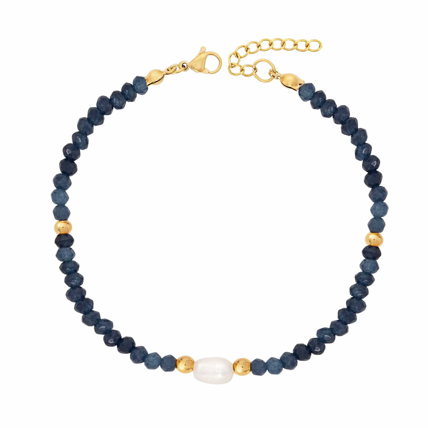 BohoMoon Stainless Steel Navy Pearl Bracelet Gold