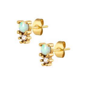 BohoMoon Stainless Steel Halo Opal Stud Earrings Gold