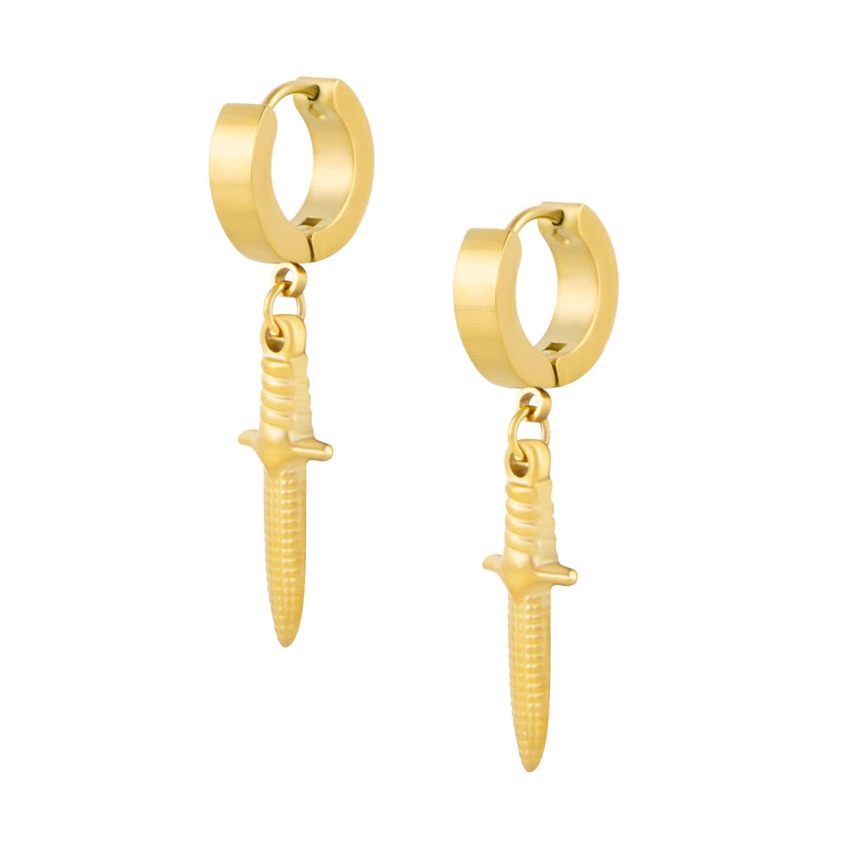 BohoMoon Stainless Steel Sword Hoop Earrings Gold