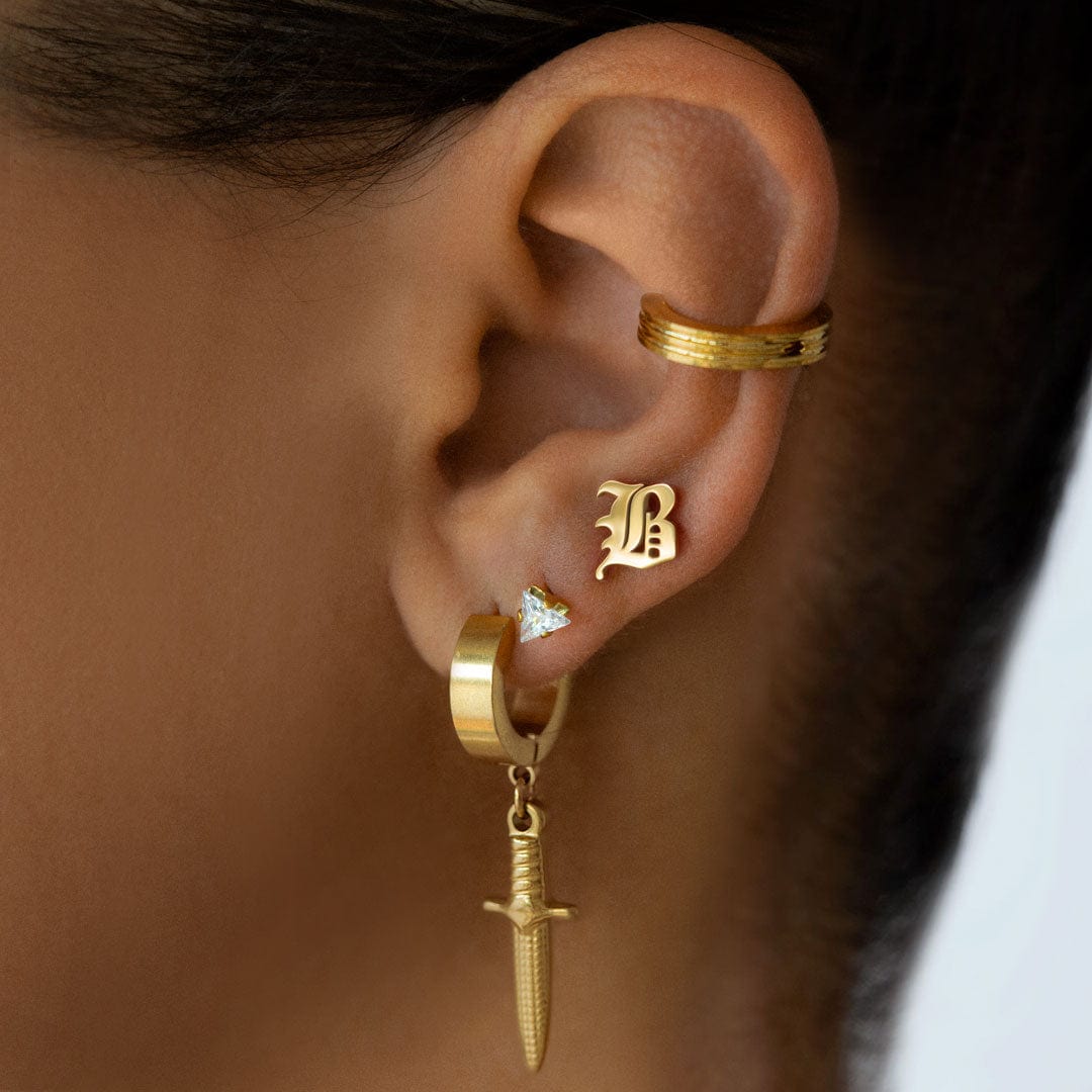 BohoMoon Stainless Steel Sword Hoop Earrings